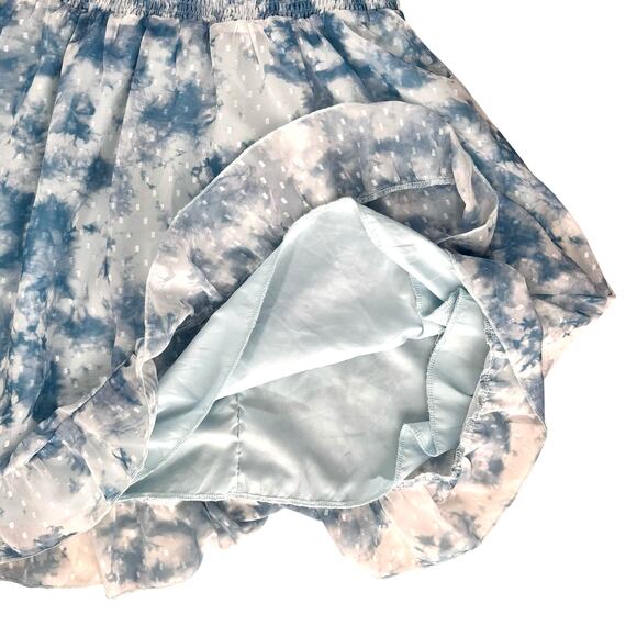 Fit & Flare Swiftie Dress Sz XL Blue White Balloon Sleeve Ruffle Floral Romantic - Picture 5 of 16